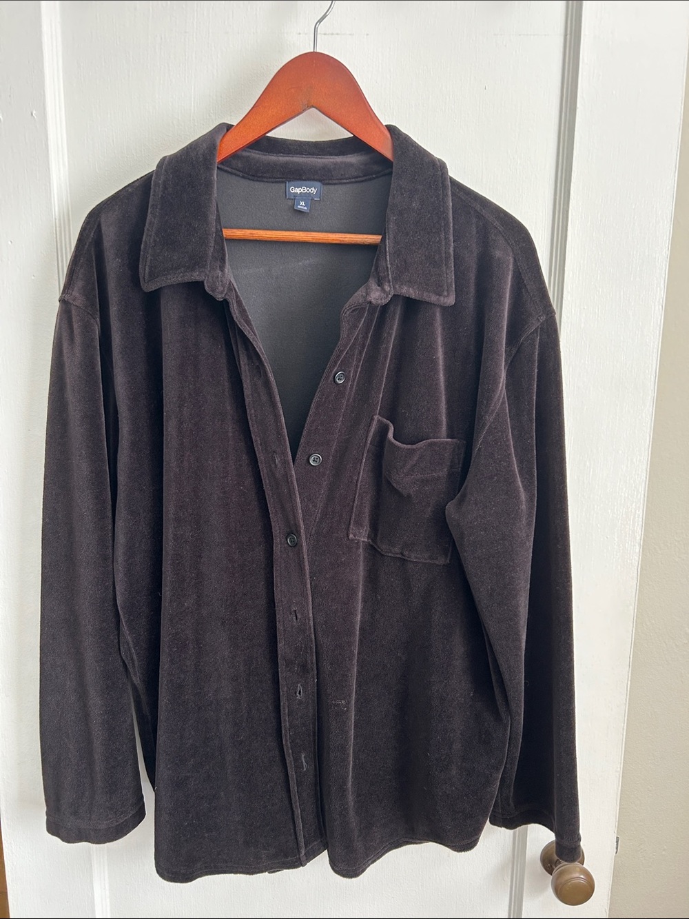 Gap Body Women’s Black Velour Button-Up Jacket